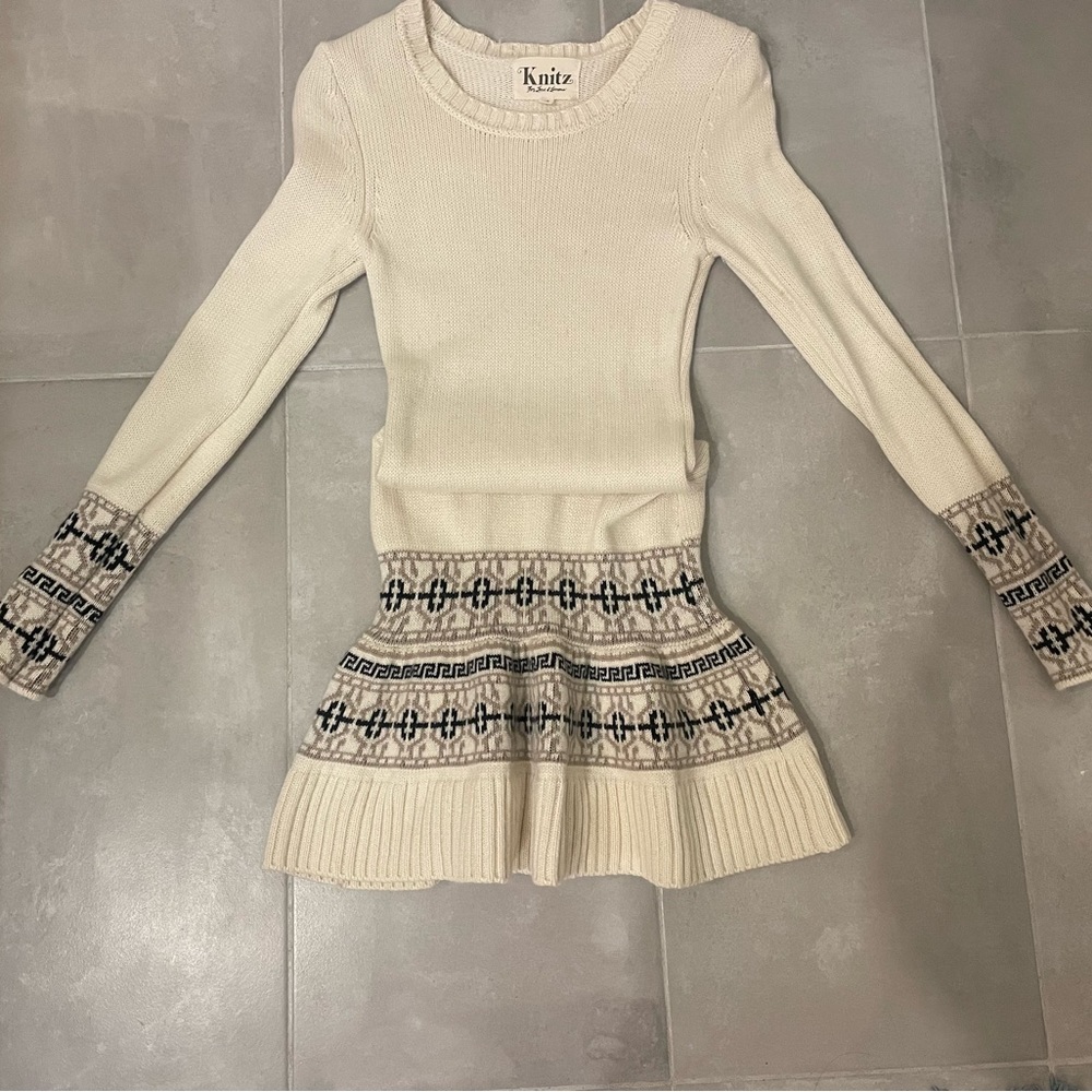 Knitz For Love & Lemon cream sweater dress XS